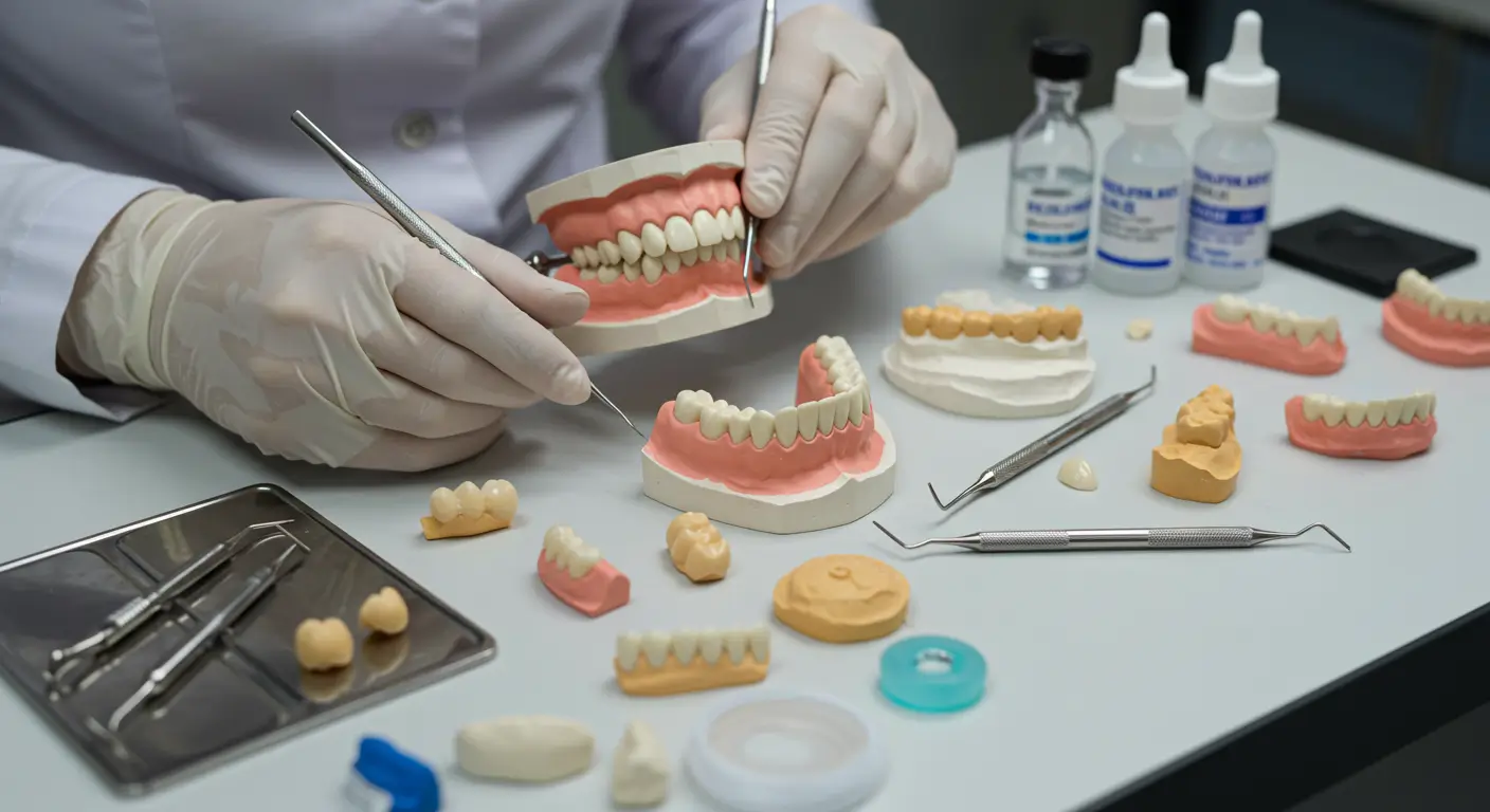 Hollywood Smile tedavisinde kullanılan estetik diş malzemeleri ve araçları.
